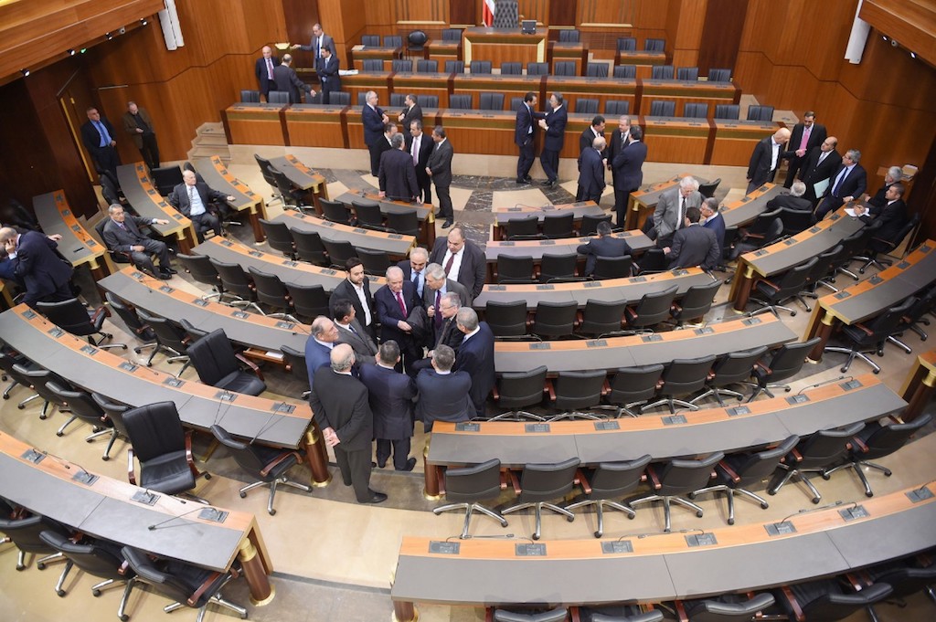 17 Dec 2015, Beirut, Lebanon --- (151216) -- BEIRUT, Dec. 16, 2015 (Xinhua) -- Parliament members attend a ballot in Beirut, Lebanon, on Dec. 16, 2015. The Lebanese parliament failed Wednesday for the 33rd consecutive time to convene and elect a new president due to a lack of the constitutionally required quorum. (Xinhua/Foued) --- Image by © Foued/Xinhua Press/Corbis