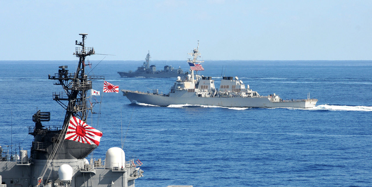U.S. Navy and Japan Maritime Self-Defense Force (JMSDF) ships underway in formation as part of a photo exercise on the final day of Keen Sword 2011. The exercise enhances the Japan-U.S. alliance which remains a key strategic relationship in the Northeast Asia Pacific region. Keen Sword caps the 50th anniversary of the Japan-U.S. alliance as an "alliance of equals." / Japan constitution