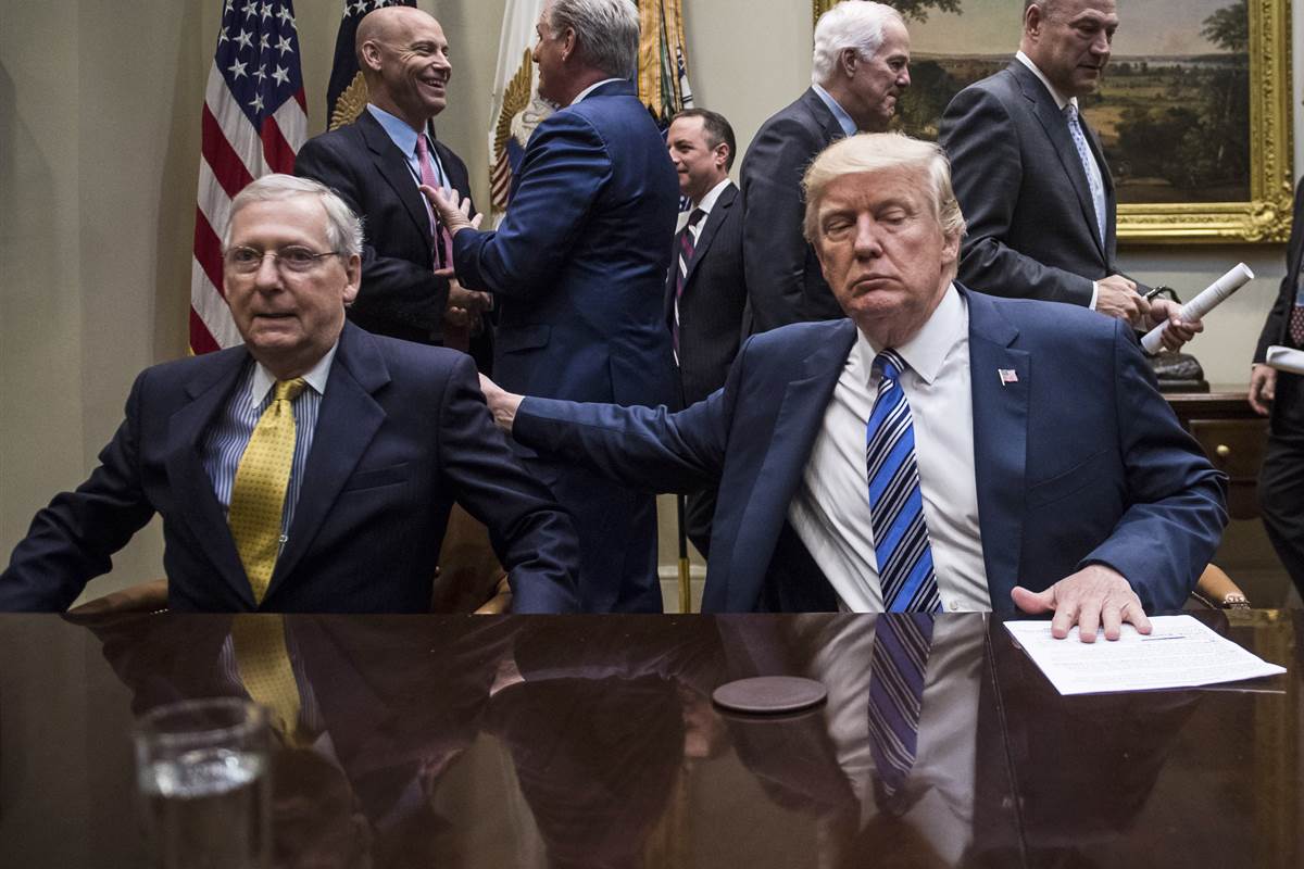Donald Trump and Mitch McConnell in a tense standoff