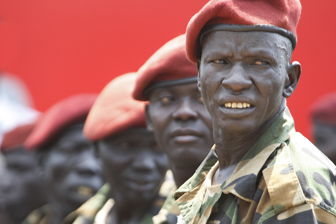 South Sudan presidential guard await the arrival of foreign dignitaries invited to participate in the country's official independence celebrations in the capital city of Juba. 9 July 2011