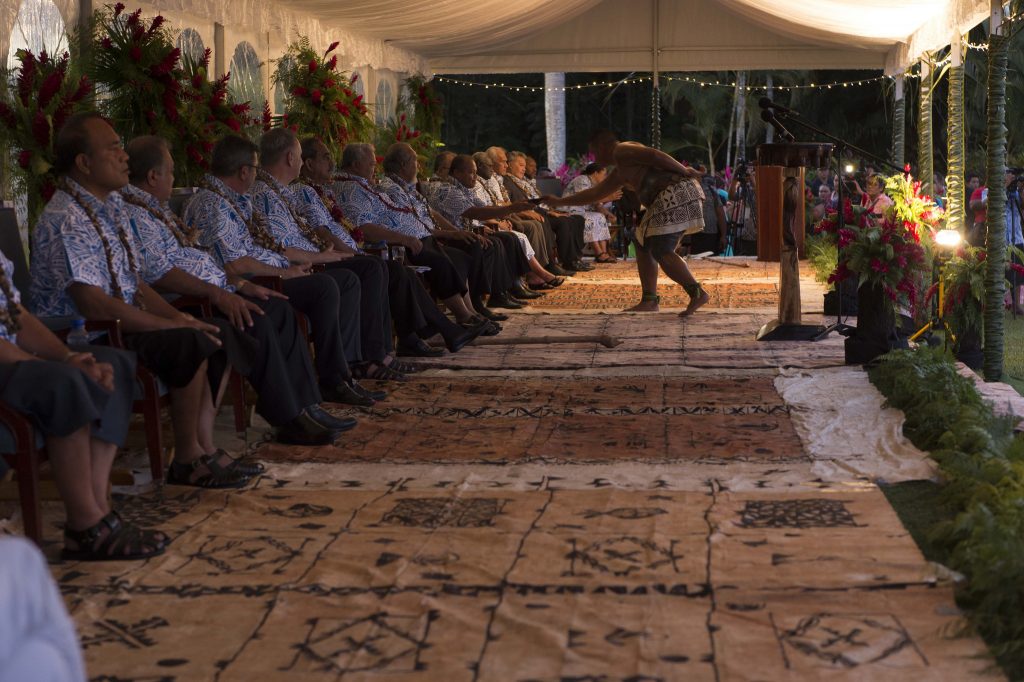 2017 Pacific Islands Forum Opening Ceremony. Pacific Island Forum leaders are honored with a traditional Samoan 'Ava ceremony