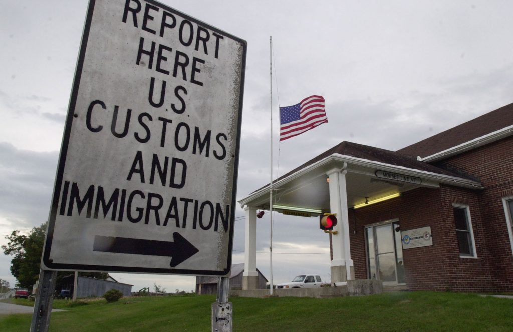 The US border station along the Canadian-US border in Franklin, Vermont