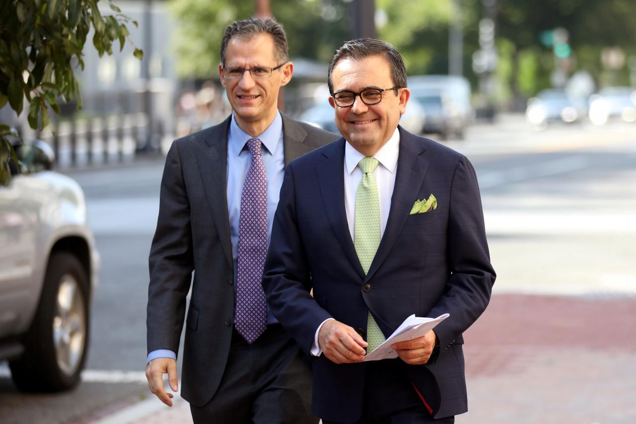 Mexico’s Economy Minister Ildefonso Guajardo arrives at the U.S. Trade Representative’s office in Washington