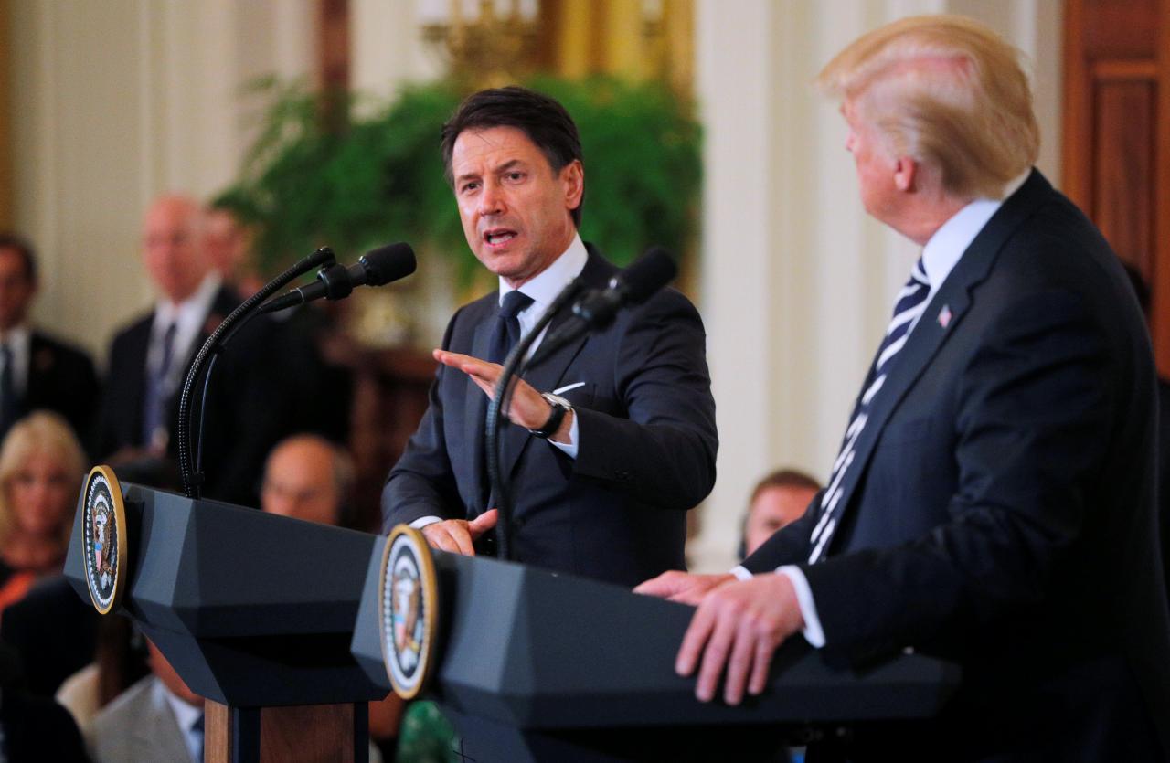 U.S. President Trump and Italy’s Prime Minister Conte hold joint news conference at the White House in Washington