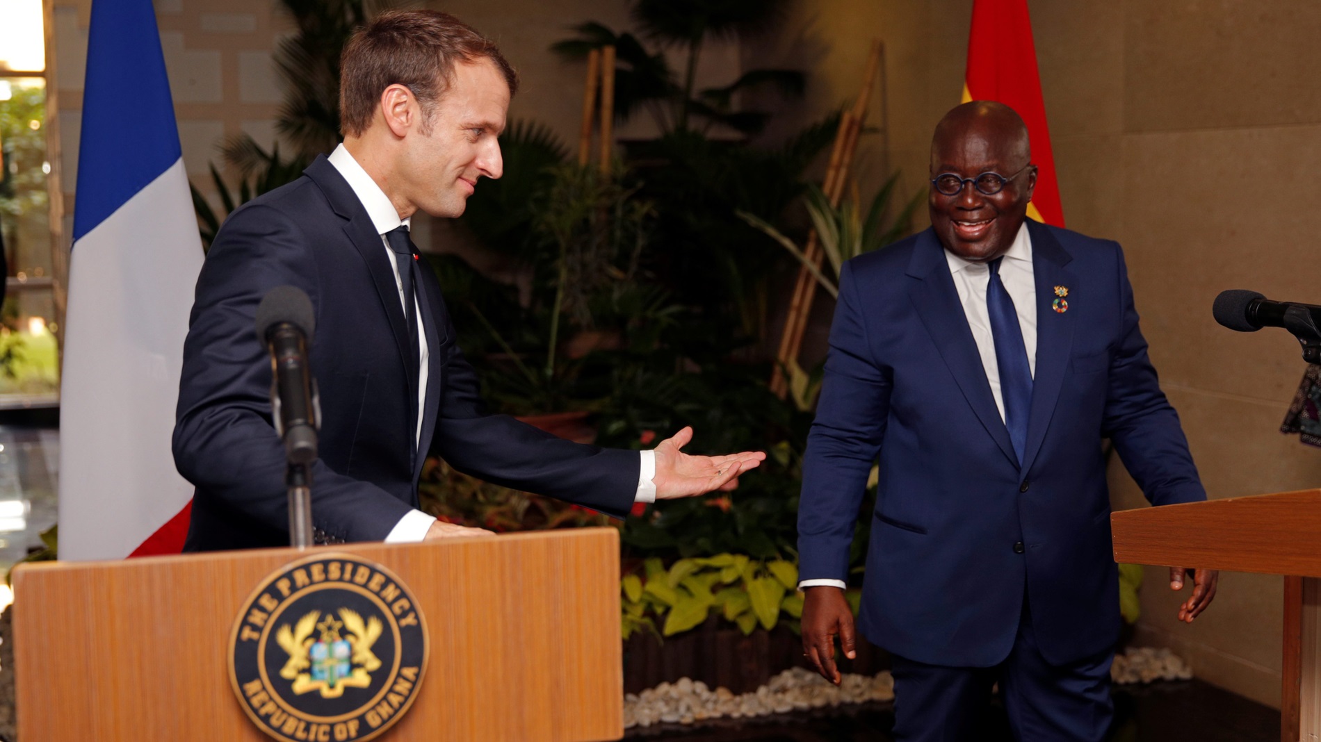President of Ghana Akufo-Addo with French President Emmanuel Macron