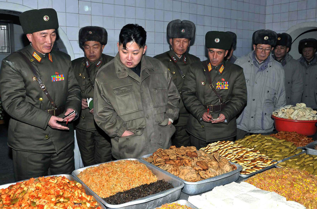 North Korea’s Kim Jong-un inspects military food preperation