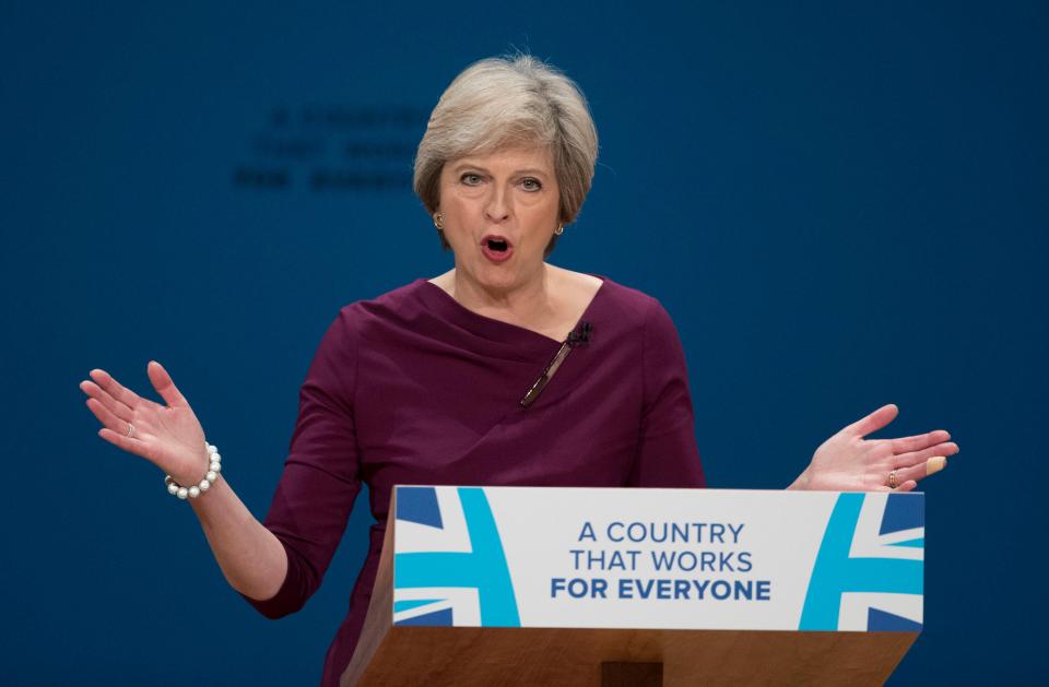 UK Conservative PM Theresa Maya at party conference