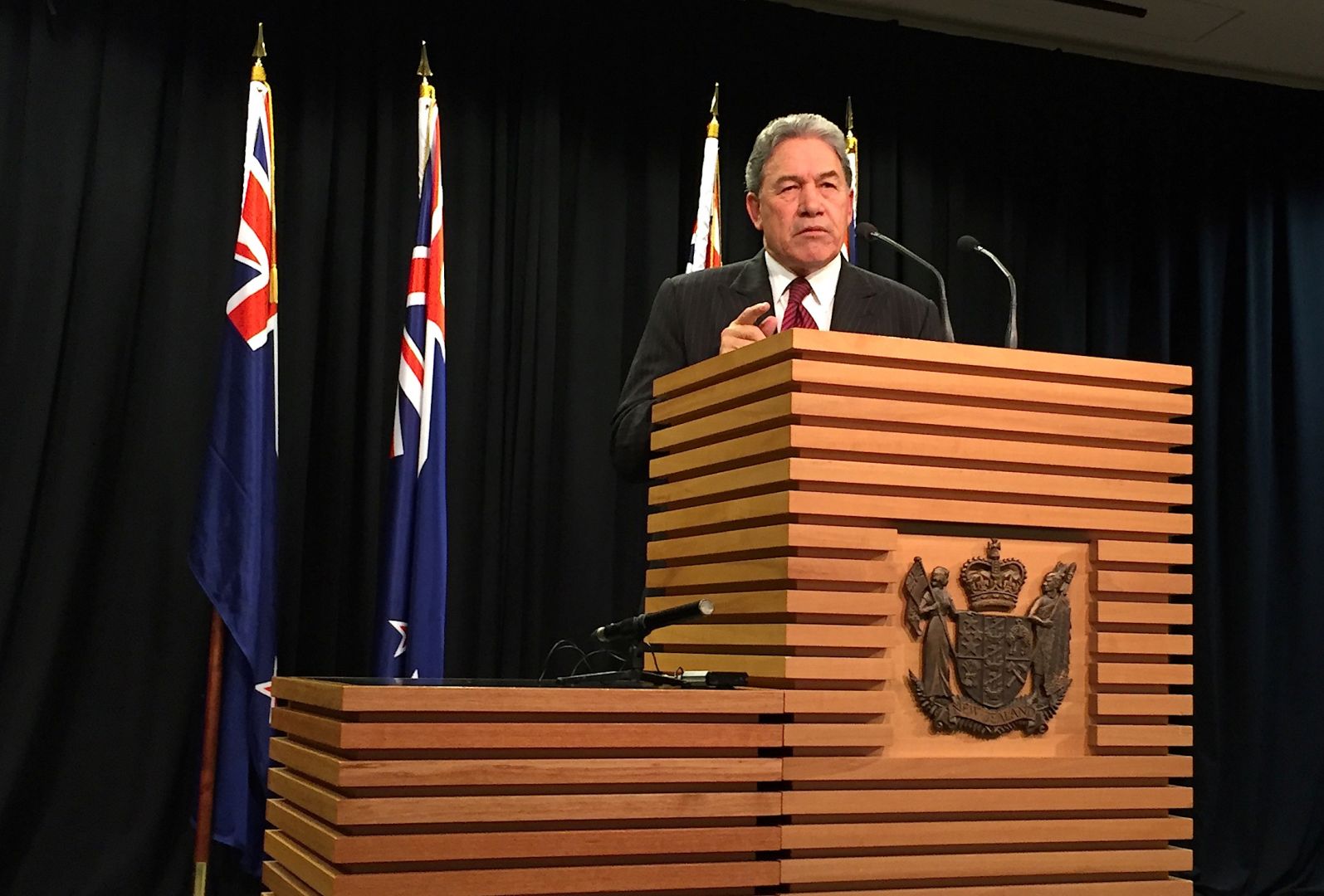 New Zealand First’s Winston Peters says a coalition announcement must wait