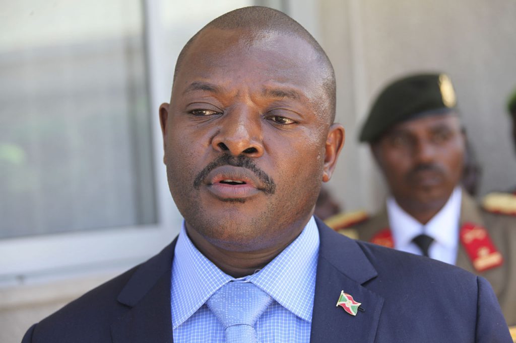 Portrait of Burudian President Pierre Nkurunziza at Mogadish Airport, 22 April,2014. / International Criminal Court