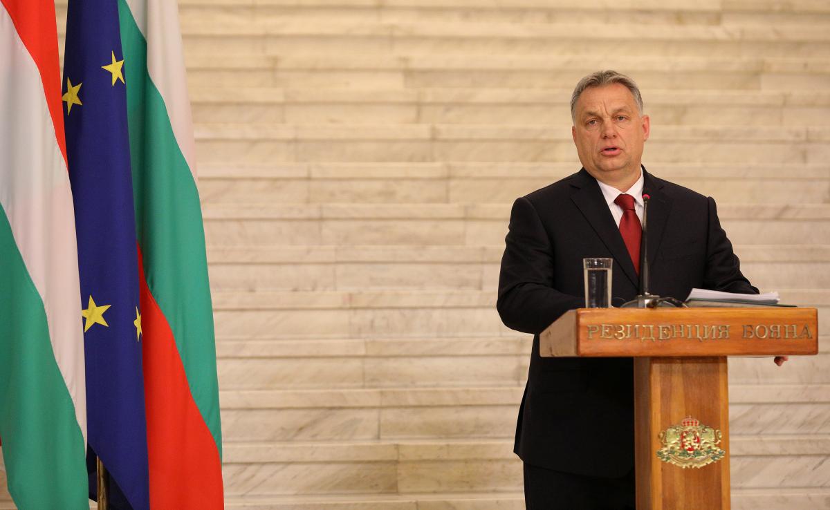 Hungarian Prime Minister Orban speaks during a joint news conference with Bulgaria’s Prime Minister Borissov in Sofia