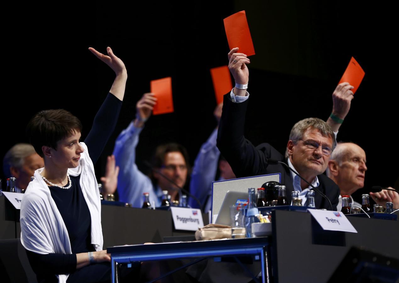 Petry, chairwoman of the anti-immigration party Alternative for Germany votes during the second day of the AfD congress in Stuttgart