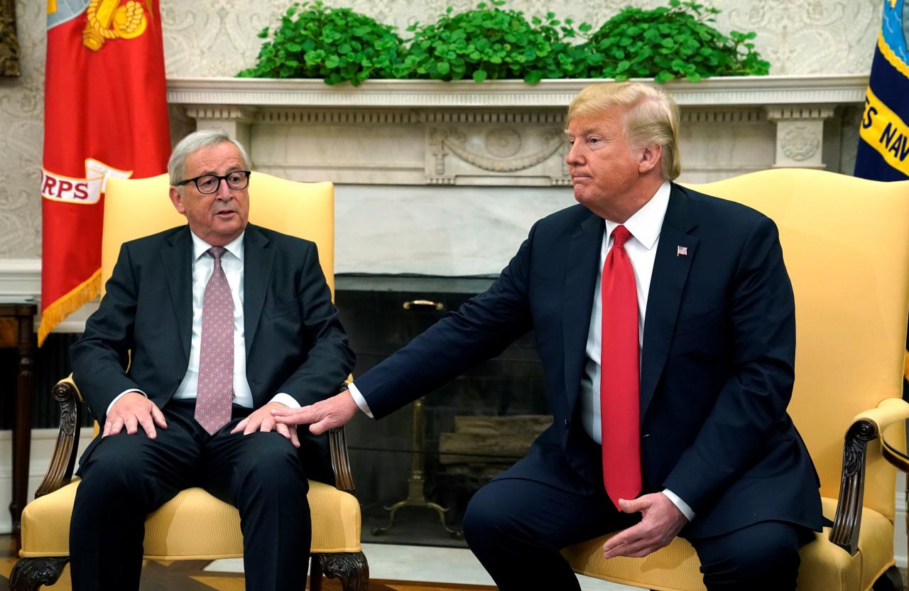 Trump meets with European Commission President Juncker at the White House in Washington
