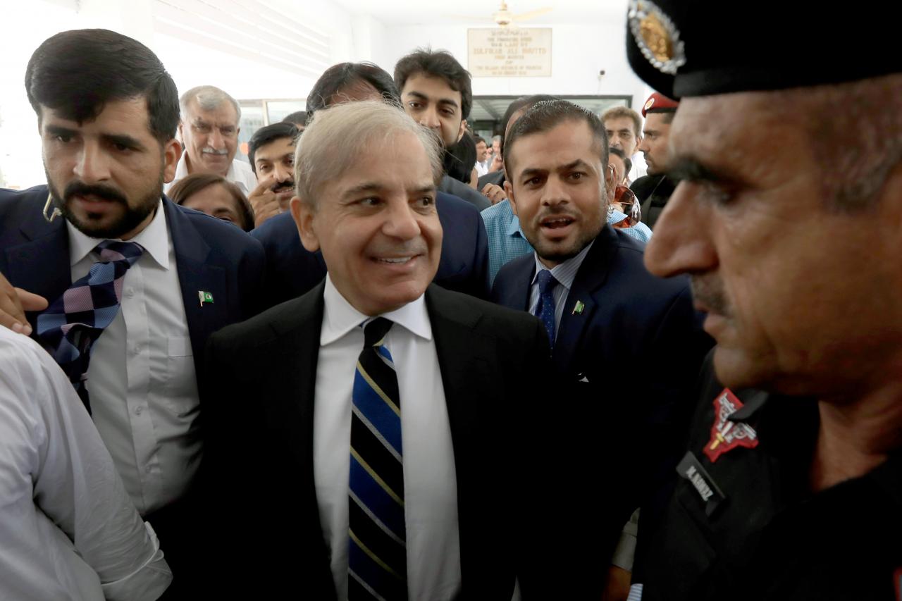Shehbaz Sharif, brother of ex-prime minister Nawaz Sharif, and leader of Pakistan Muslim League – Nawaz (PML-N) leaves after attending the oath taking ceremony of the newly elected members of the National Assembly (Lower House of Parliament) at the Parliam