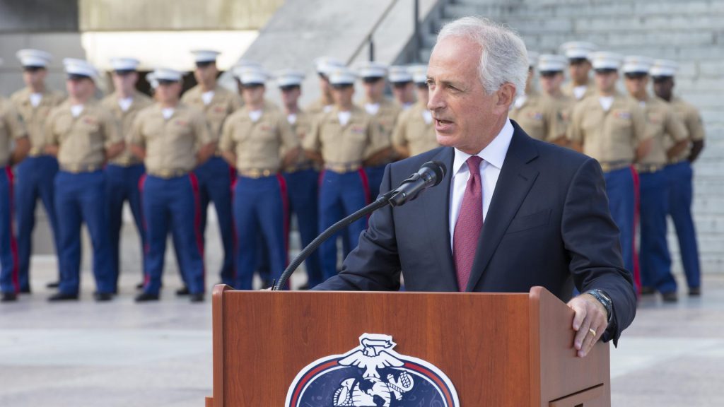 U.S. Sen. Bob Corker gives a speech during a 9/11 Remembrance Ceremony in Nashville, Tenn., Sept. 11, 2016. / Saudi pivot