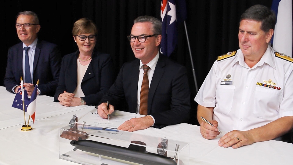 Naval Group has achieved another milestone in the Future Submarine Program with the signing of the first phase of the Submarine Design Contract. The occasion was marked by The Hon. Christopher Pyne MP, Minister for Defence and representatives from Naval Group and the Commonwealth of Australia (CoA) at a ceremony in Canberra. / Attack class submarine