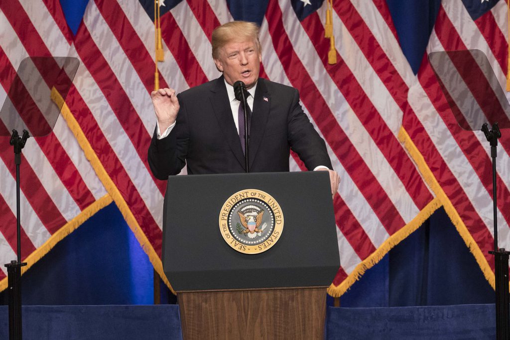 President Donald J. Trump unveils his new national security strategy during a speech in Washington, D.C., Dec. 18, 2017. / Julian Assange
