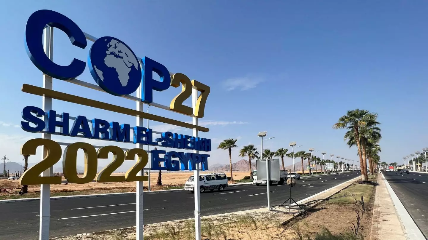 A sign at the COP27 conference in Egypt