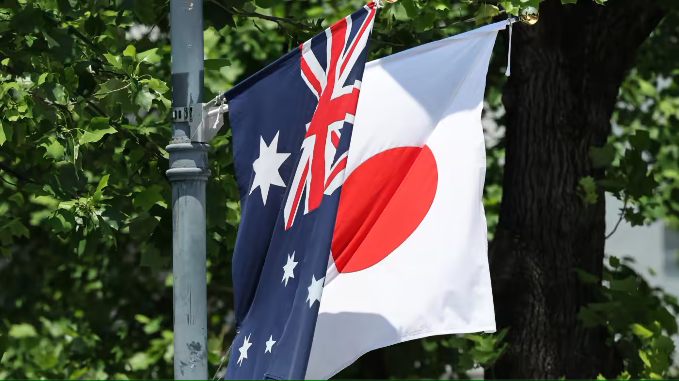 The flags of Japan and Australia